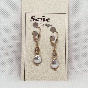 Freshwater Coin Pearls with 14K GF Tulip Lever back Earwires